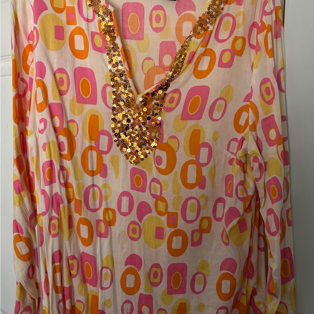 Carole Little Pink and Orange Geometric Blouse